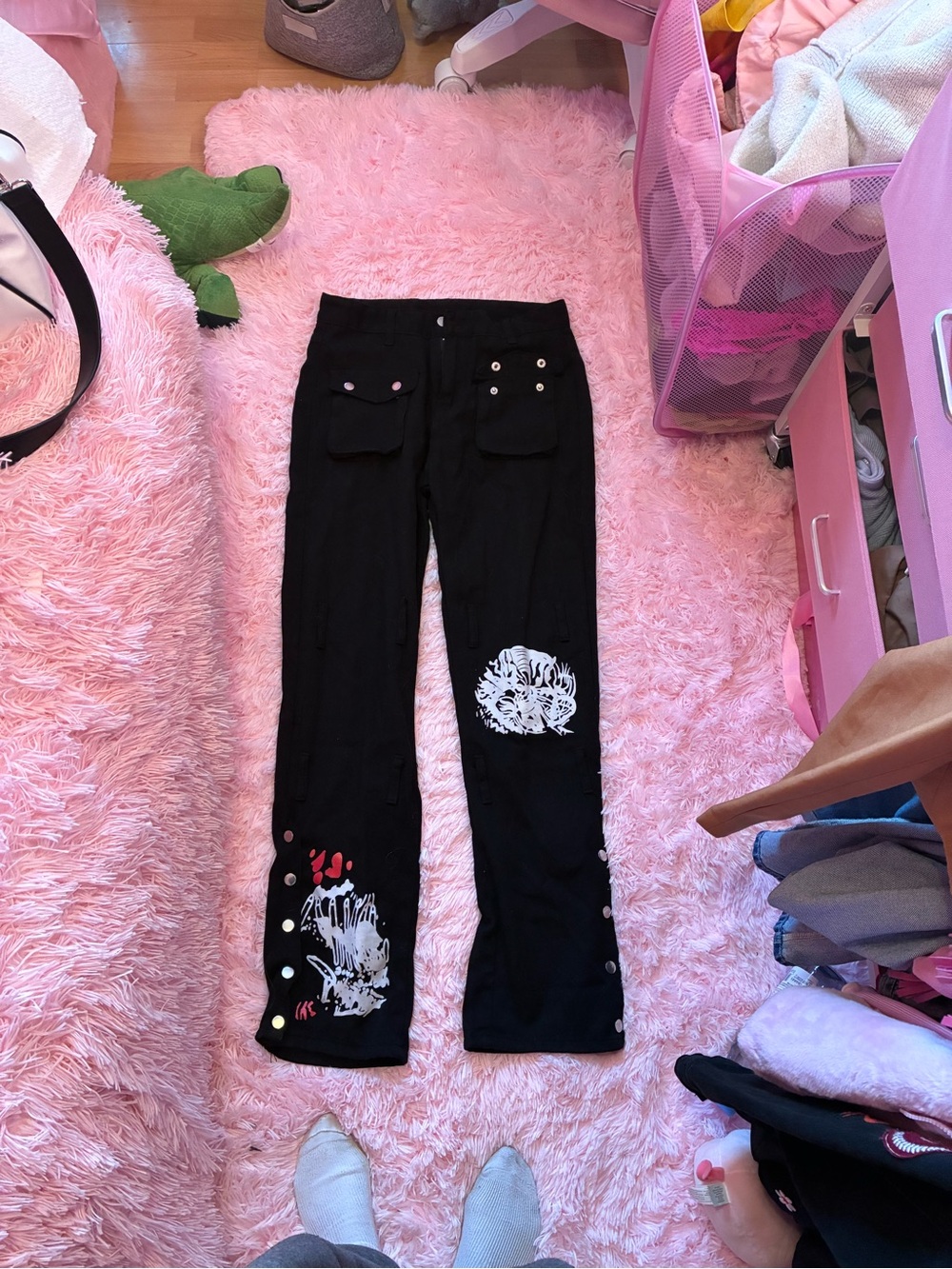 Black Women's Graphic Flare pants -